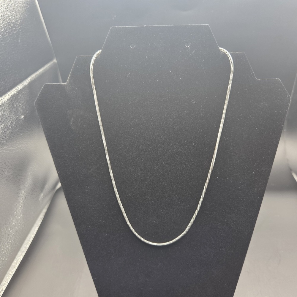 VTG Snake Chain Toggle Necklace Silver Tone Gold Accent 16"